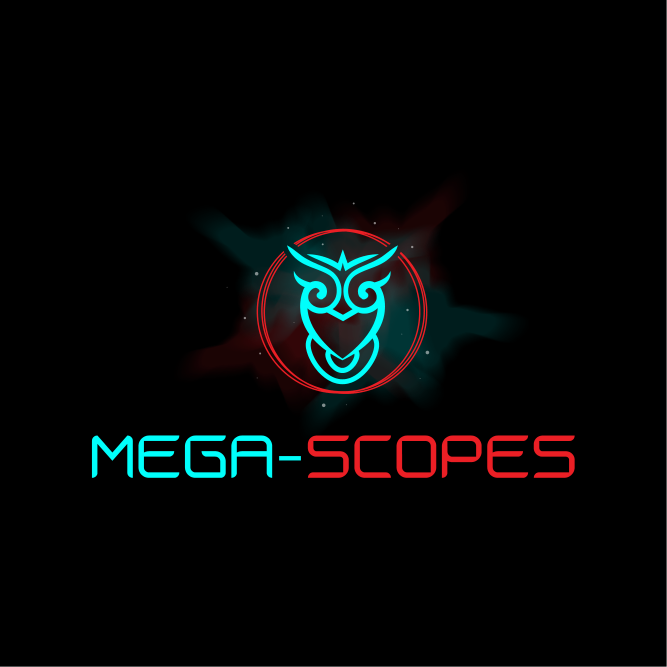 MEGA-SCOPES logo with glow on black